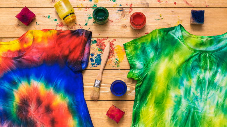 A pair of tie-dyed shirts