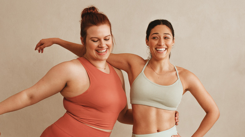 Two women smiling