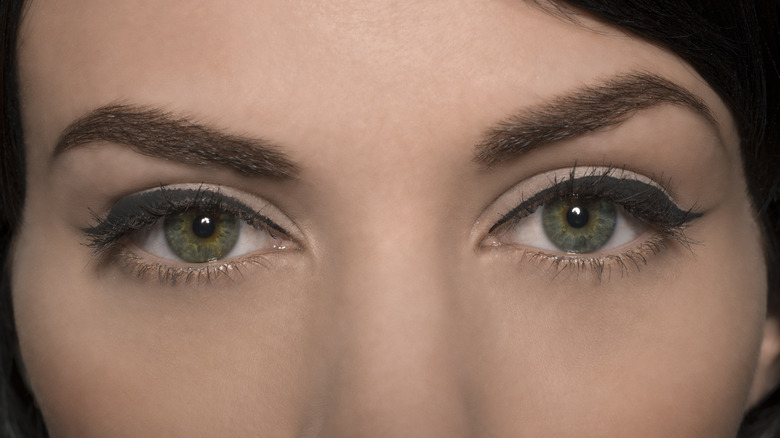 Close up of woman's eyeliner