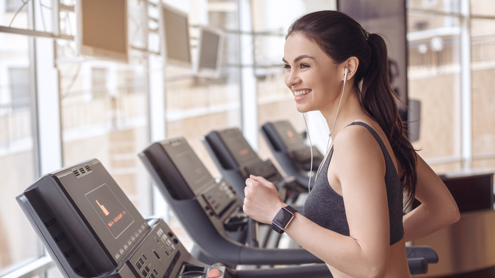 Woman running on a treadmill