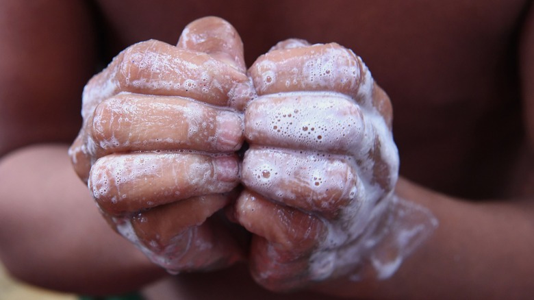 washing hands