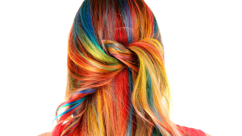 Long rainbow hair