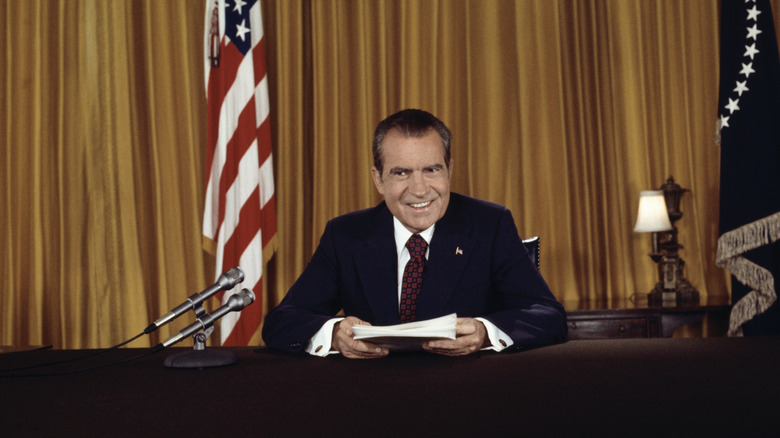 Richard Nixon during a press conference