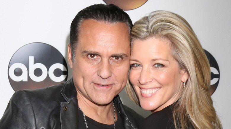 Laura Wright and Maurice Benard snuggling up 