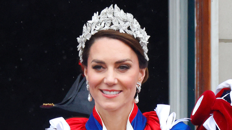 Kate Middleton smiling on coronation day
