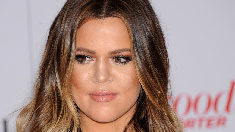 Khloe Kardashian poses on the red carpet. 