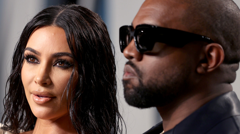 Kim Kardashian and Kanye West on the red carpet