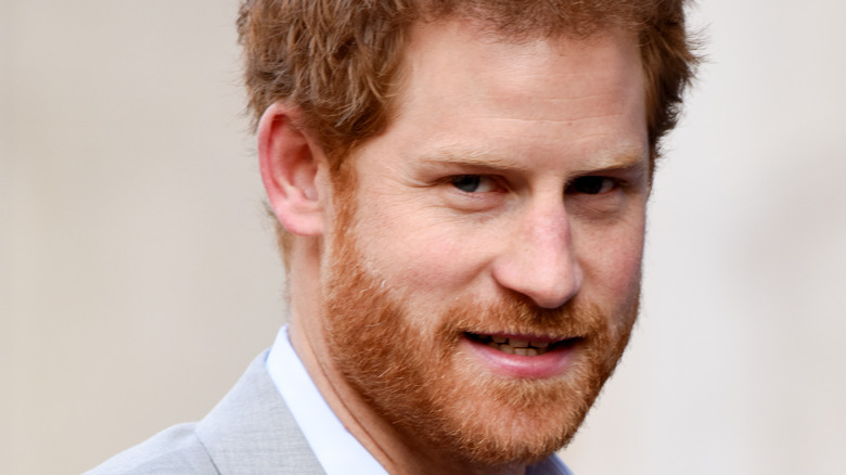 Prince Harry in gray suit 