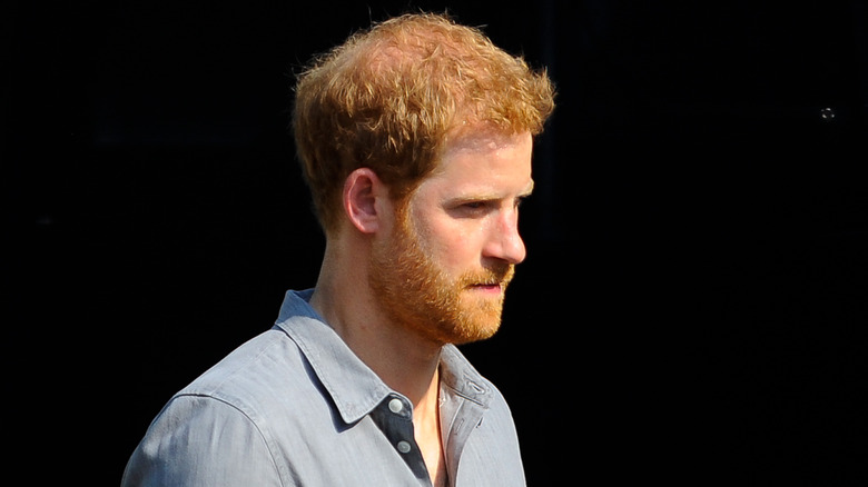 Prince Harry in a blue shirt