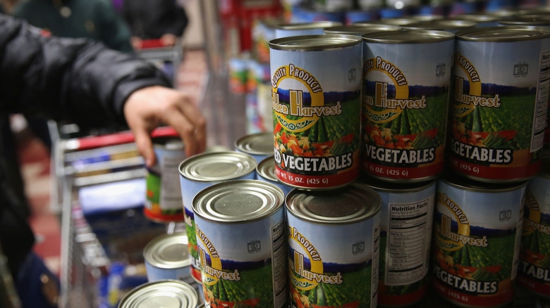 Canned food at a food pantry