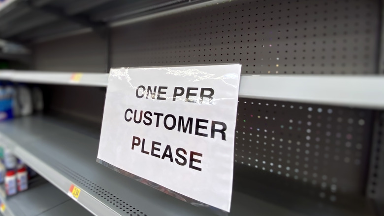 Empty supermarket shelves