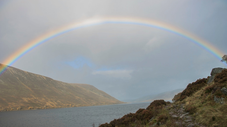 Rainbow over Loch Muick at the Balmoral estate 