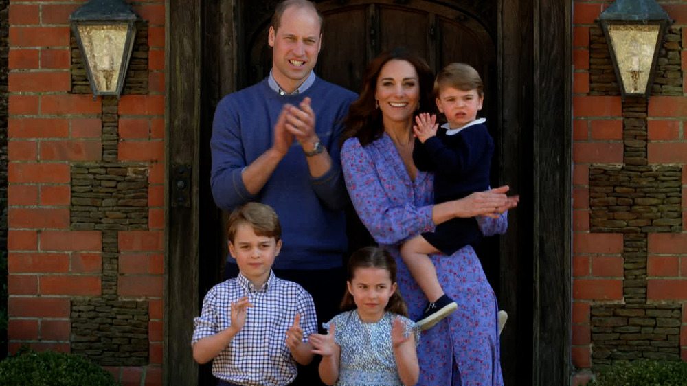 Prince William and Kate Middleton with their children at Kensington Palace