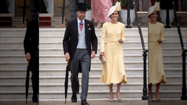 Prince William and Kate Middleton smiling at their May 2025 Garden Party