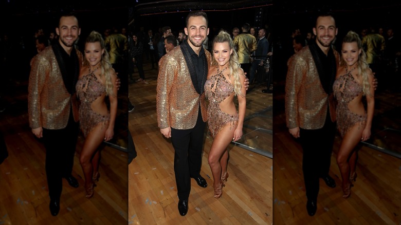 Witney Carson and Chris Mazdzer pose for a photo