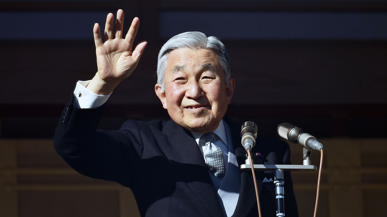 Akihito, Emperor of Japan waving