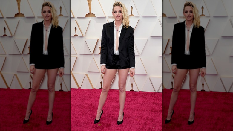 Kristen Stewart walking the red carpet at the 2022 Academy Awards