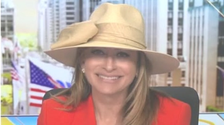 Maria Bartiromo wearing a huge hat