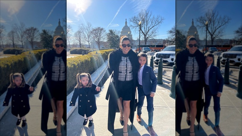 Rachel Campos-Duffy outside the US Supreme Court with her daughter on her right and her son on her left