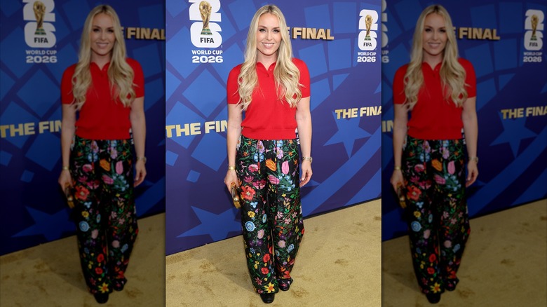 Lindsey Vonn in floral pants at World Cup 2026 final