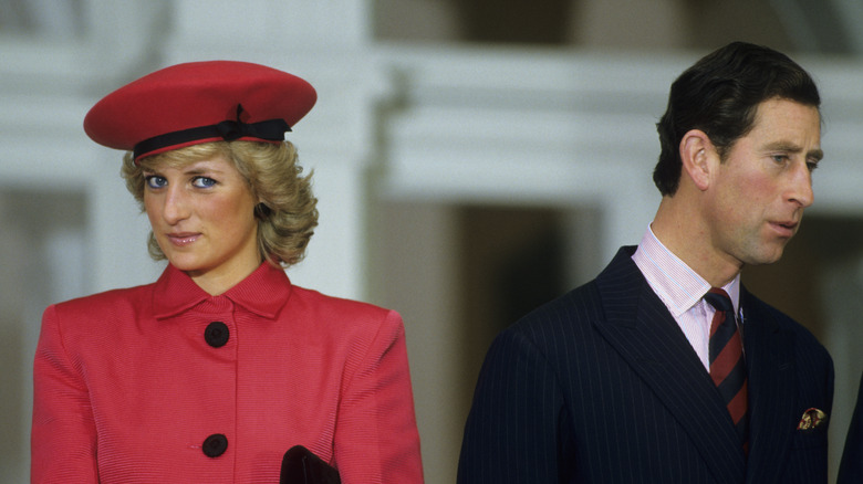 Prince Charles and Princess Diana attend an event in Germany.  