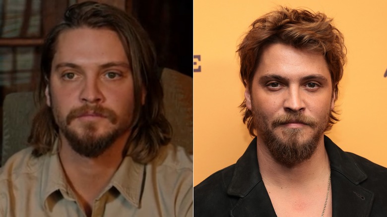Luke Grimes as Kayce Dutton in "Yellowstone" and at the season 5 premire of "Yellowstone" in New York, 2025.