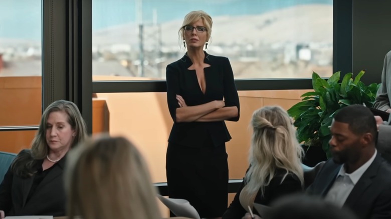 Kelly Reilly as Beth Dutton wearing a black suit