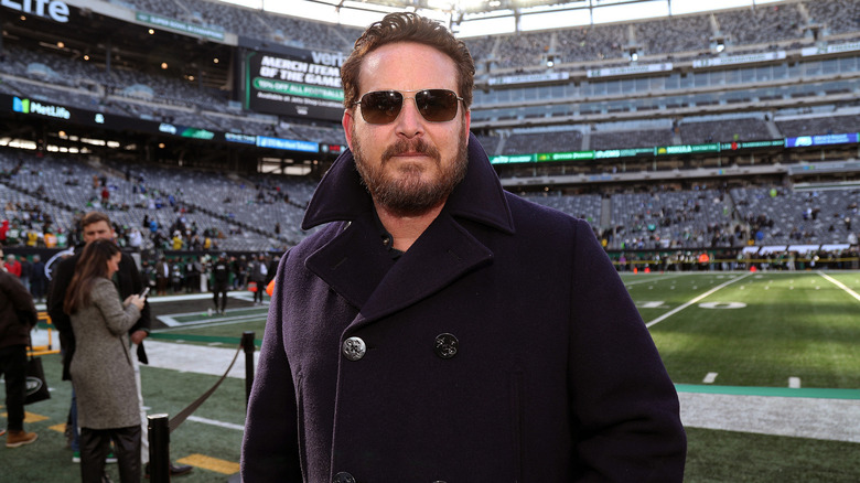 Cole Hauser appears on the sideline when he attends the Seattle Seahawks vs the New York Jets game at MetLife Stadium on December 1, 2024 in East Rutherford, New Jersey.