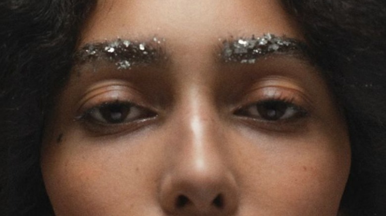 silver glitter brows