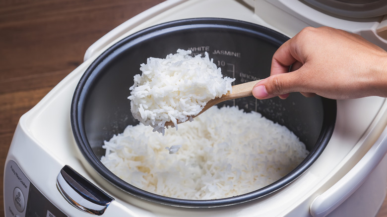 Rice cooker full of rice