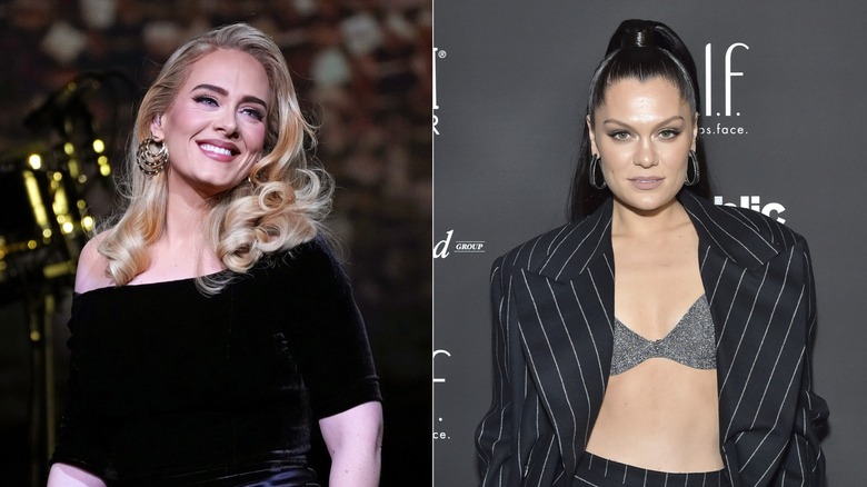 Side by side photos of singers Adele and Jessie J