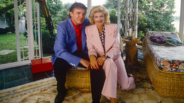 Donald and Ivana Trump pose in conservatory during a Greenwich, Connecticut photoshoot