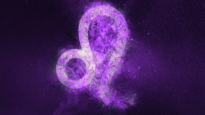 Purple Leo symbol night sky