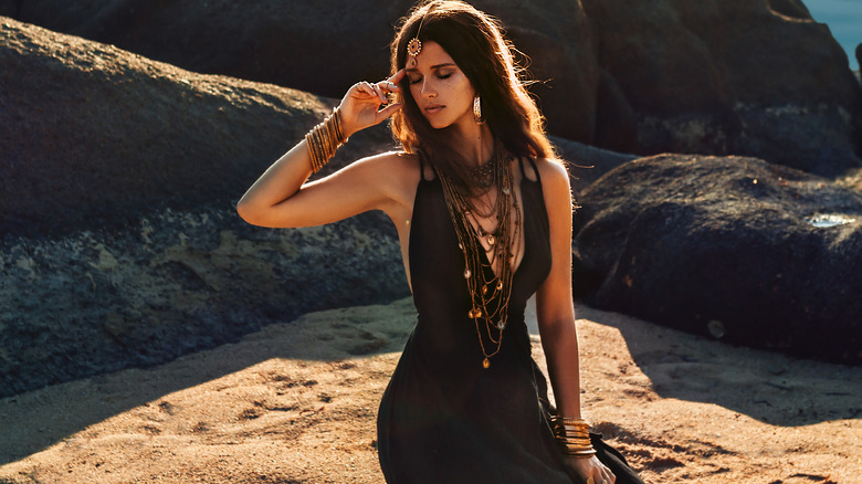 Woman in a black dress