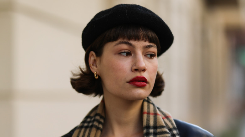 Model wearing beret