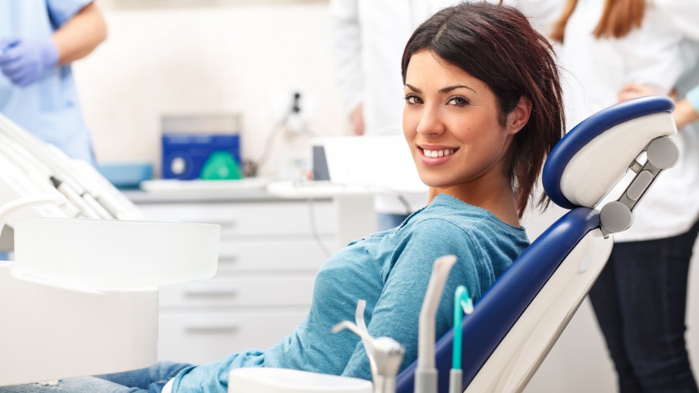 Woman in dental chair