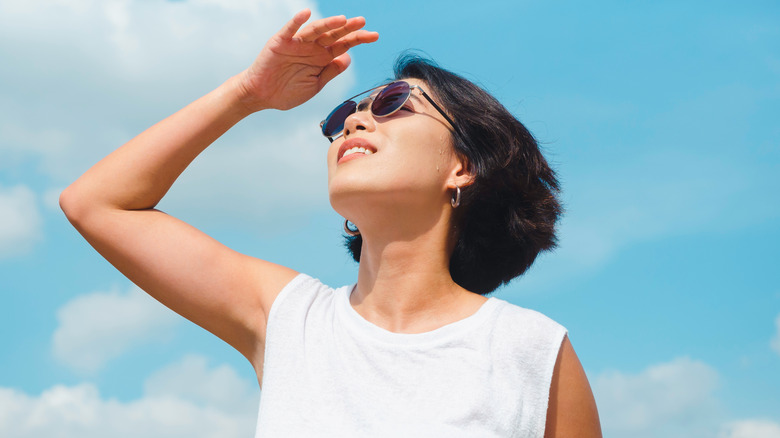 Woman wearing sunglasses