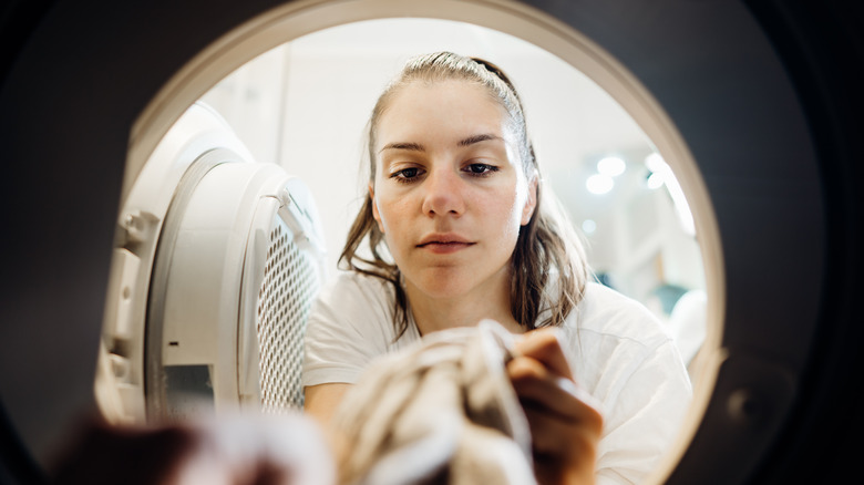 Woman doing laundry