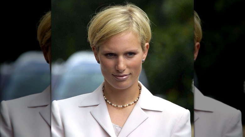 Zara Tindall sporting a sleek pixie cut with platinum highlights