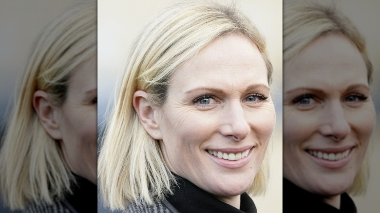 Zara Tindall smiling with a blunt bob haircut