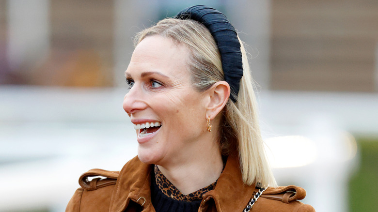 Side profile of Zara Tindall laughing