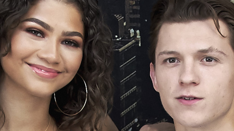 Tom Holland poses with Zendaya