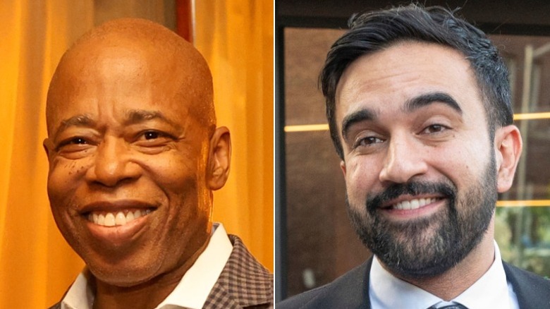 Split image of Eric Adams and Zohran Mamdani