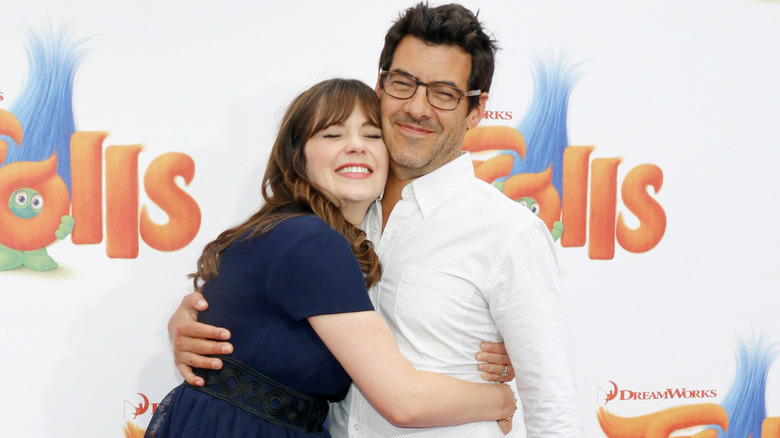 Zooey Deschanel hugging Jacob Pechenik