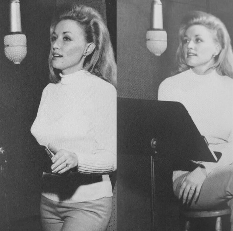 A young Dolly Parton in the recording studio