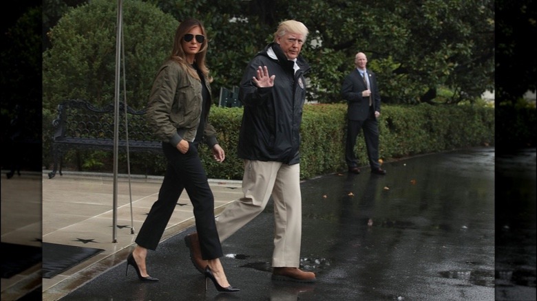 Donald and Melania Trump leave the White House to visit Houston after Hurricane Harvey