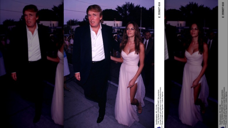 Melania Trump and Donald Trump attending the premiere of donald trump and melania The Thomas Crown Affair in 1999