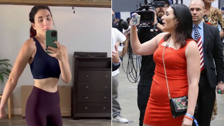 Split image of Laura Loomer in 2024 and Laura Loomer in 2019