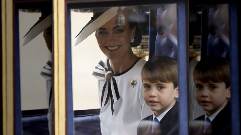 Princess Kate and Prince Louis in a carriage