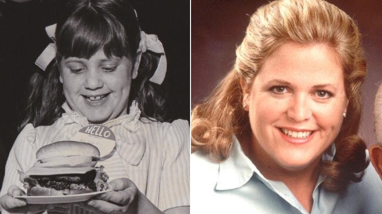 Young and older photos of Wendy Thomas side-by-side
